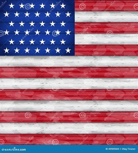 American Flag For Independence Day, Wood Texture Vector Illustration ...