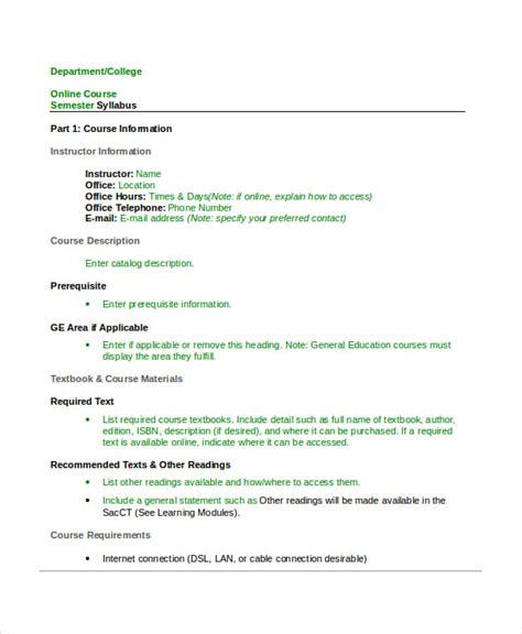 Syllabus Template - 11+ Word Documents Download