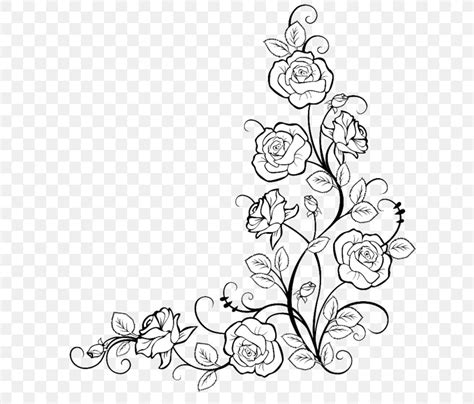 Flower Border Black And White Coloring Pages