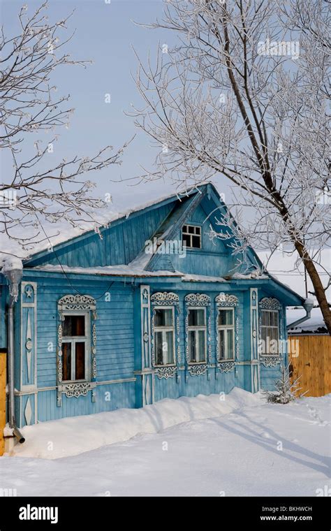 Russia,Golden Ring,Suzdal,typical houses,Winter,snow,wooden house ...