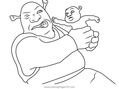 Shrek With His Baby Coloring Page for Kids - Free Shrek the Third ...