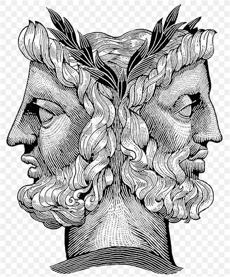 Janus Roman Mythology Deity God, PNG, 915x1105px, Janus, Ancient History, Art, Black And White ...