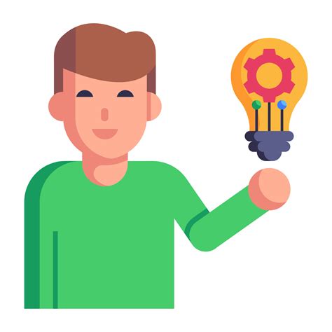 Man holding a light bulb, concept of creative person flat icon 6404344 Vector Art at Vecteezy