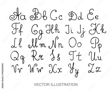 Hand drawn alphabet letters written with a pen, vector of calligraphy ...