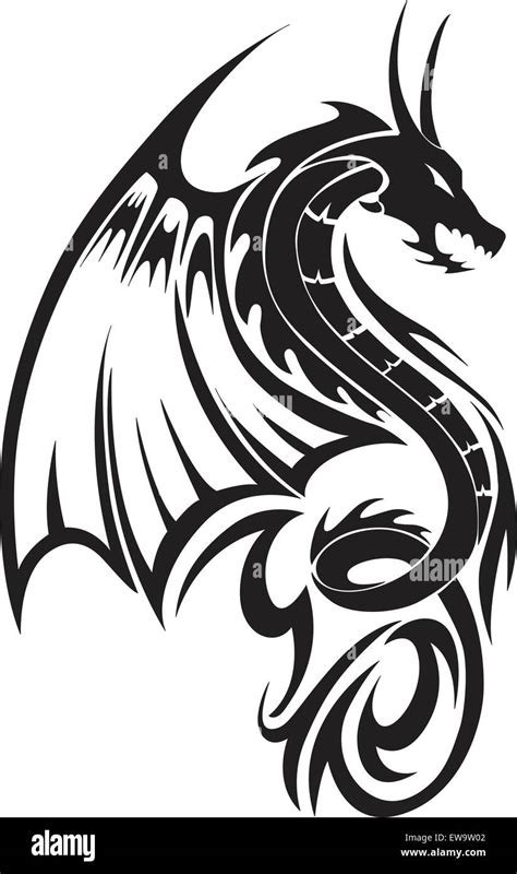 Flying dragon tattoo design, vintage engraved illustration Stock Vector ...