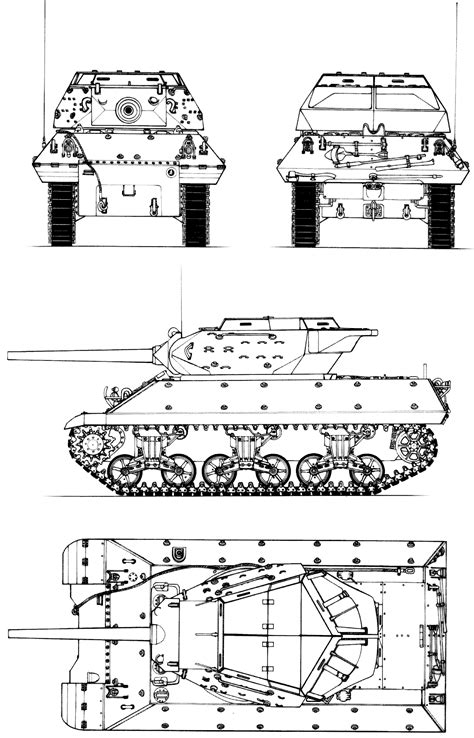 M10 Tank Destroyer Blueprint - Download Free Blueprint For 3D Modeling | M10 tank destroyer ...