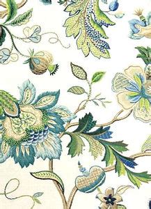 Green Blue Jacobean Floral Linen Curtains Custom made Drapes – katemarcellahome