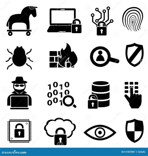 Cyber Security And Data Icons Stock Vector - Image: 61587881