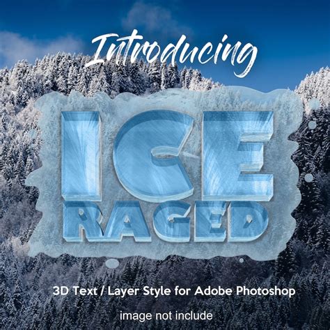 3d frozen ice photoshop layer style text effects | Premium PSD File