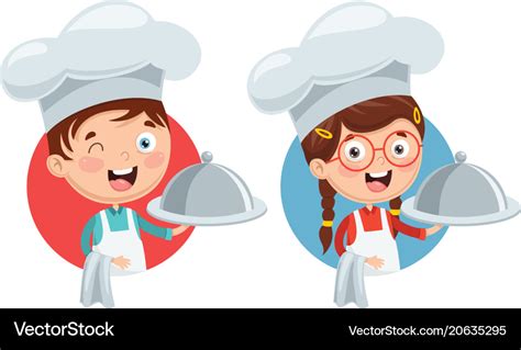 Chef kids cooking Royalty Free Vector Image - VectorStock