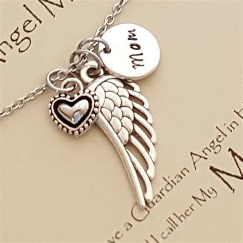 Angel Mom Memorial Necklace Hand Stamped - Memorial Gift Ideas ...