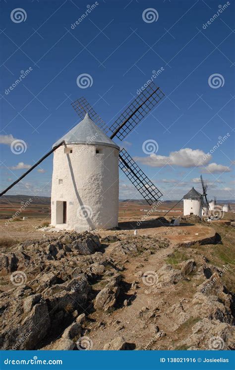 Windmills on the Plains of La Mancha, Spain Stock Photo - Image of ...