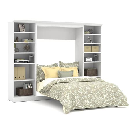 Versatile Full Murphy Wall Bed and 2 Storage Units (109”) - WhiteWhite ...