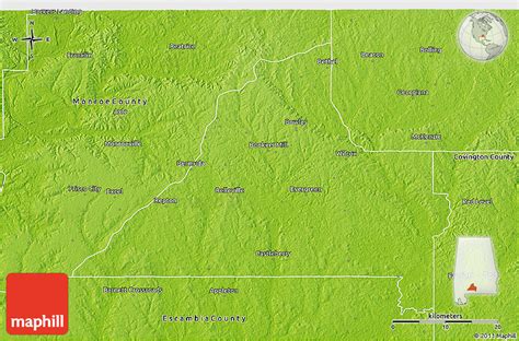 Physical 3D Map of Conecuh County