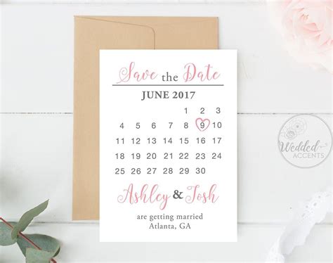 Save The Date Calendar Template Save The Date Card Printable | Etsy | Save the date cards, Save ...