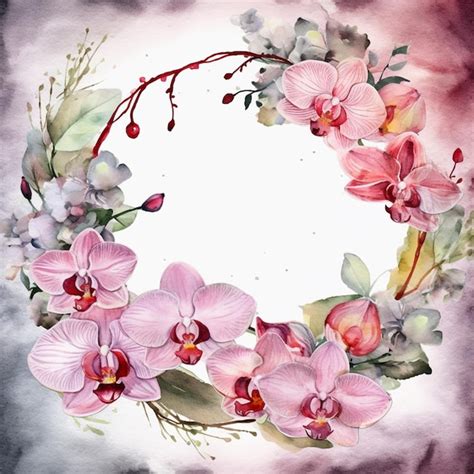 Premium AI Image | Pink orchids on a dark pink and purple background.