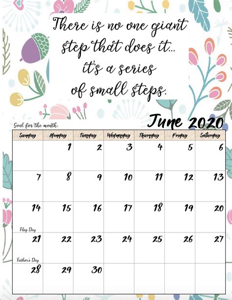 Free Printable 2020 Monthly Motivational Calendars | Free printable ...