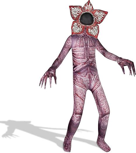 Demogorgon Costume for Kids Scary Halloween Party Cosplay Adults Monster Jumpsuit with Gloves ...