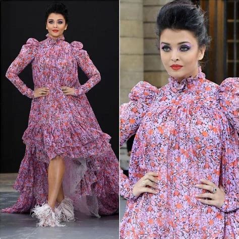 Aishwarya Rai Bachchan rocks in a purple floral print dress at Paris ...