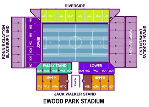 Ewood Park Seating Chart with Rows and Seat Numbers 2024