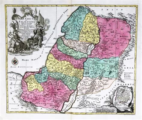 ISRAELE PALESTINE PALESTINA Holy Terra Mappa Carte Engraving Kupferstic ...