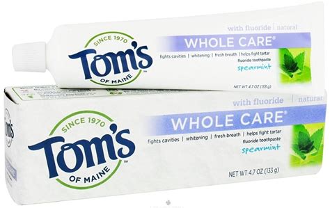 Tom's of Maine Whole Care Toothpaste with Fluoride, Spearmint 4.7 oz (Pack of 4) - Walmart.com