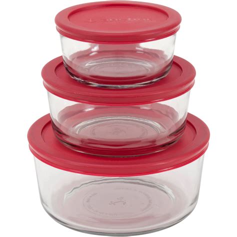 Anchor Hocking 6-Piece Glass Kitchen Food Storage Set with Red Lids - Walmart.com