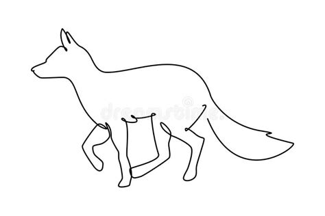 Simple Single Continuous Line Drawing of Cute Fox. Animal and Wildlife ...