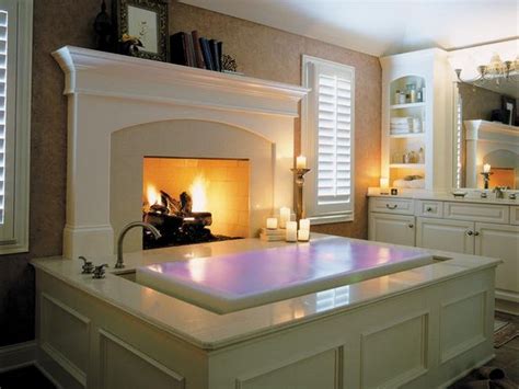 Luxury Bathroom With Fireplace