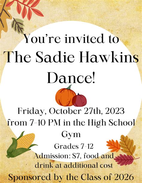 Sadie Hawkins Dance, Oct. 27 - Middleburgh Central School District