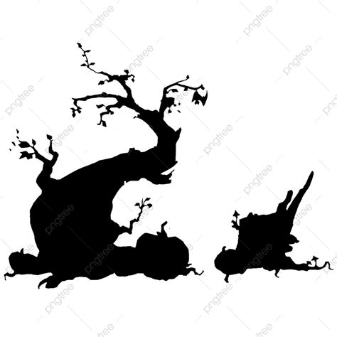 Halloween Spooky Tree Silhouette Vector PNG, Halloween Material Of ...