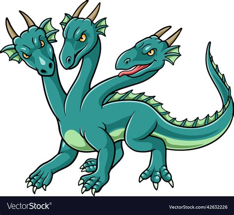 Cartoon cute three headed dragon Royalty Free Vector Image