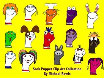 Sock Puppet Clip Art Collection by TheBookWrangler | TpT