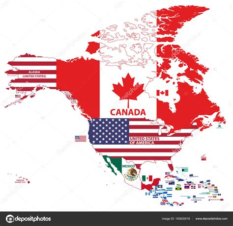 Vector Illustration North America Map Include Northern America Central ...