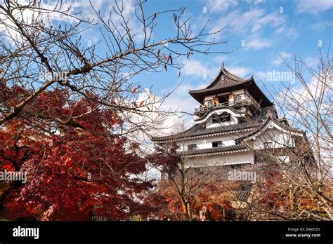 INUYAMA, JAPAN - NOV 24, 2016 - Red leaves at Inuyama Castle, Aichi Prefecture, Japan. Inuyama ...