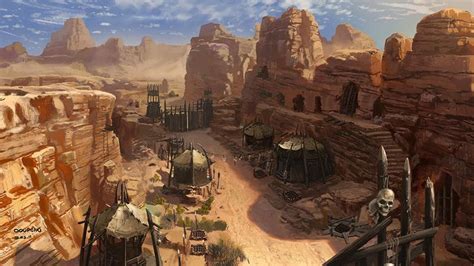 Desert Camp | Fantasy landscape, Concept art world, Fantasy city