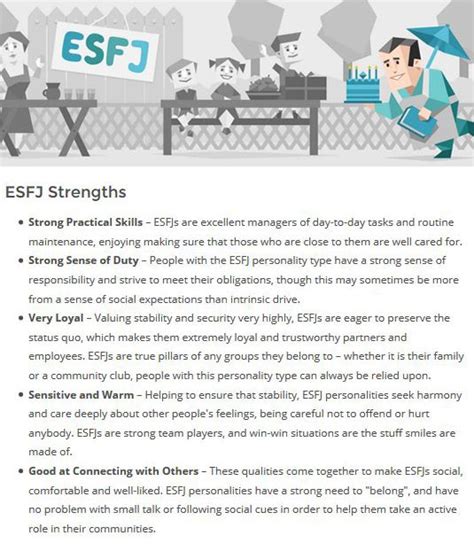 ESFJ Strengths http://www.16personalities.com/esfj-strengths-and-weaknesses | Esfj, Personality ...