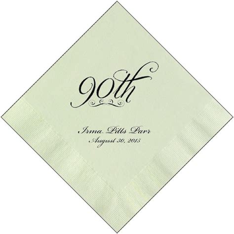 Personalized napkins birthday 90th ninetieth custom printed