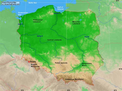 Poland Physical Map - A Learning Family