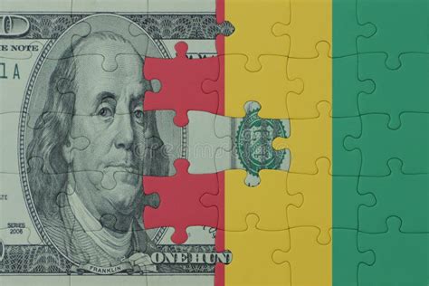 Puzzle with the National Flag of Guinea and Dollar Money Banknote. Macro Stock Illustration ...