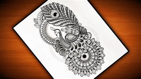 Peacock Mandala art|Peacock Pencil drawing|How to draw mandala art easy ...