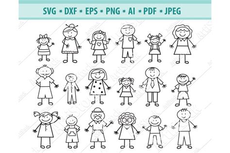 Stick family svg bundle, Stick figures Svg, Dxf, Png, Eps