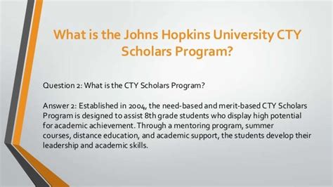 What is the Johns Hopkins University CTY Scholars Program?