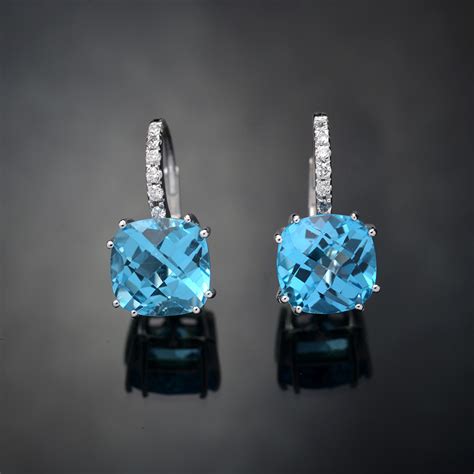 Blue Topaz and Diamond Earrings - John Marmo