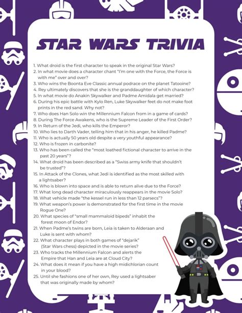 Free Printable Star Wars Trivia Questions - Play Party Plan