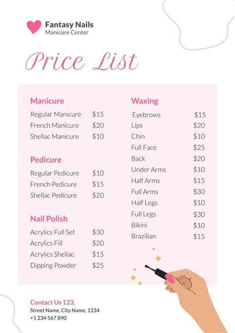 Free Fantasy Nails Manicure Center Price List template in 2023 | Manicure prices, Nail prices ...