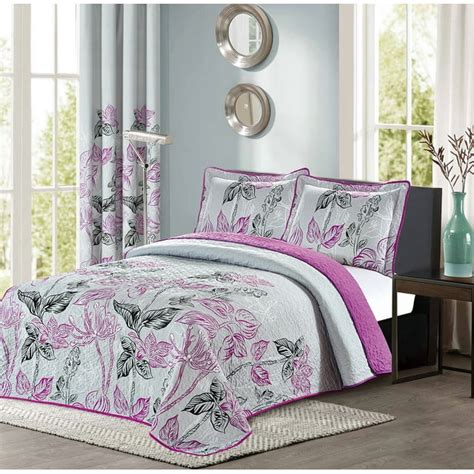 All American Collection Modern Plaid Quilt Full/Queen Bedding Set | Embroidered Bedspread ...