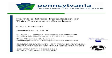 Rumble Strips Installation on Thin Pavement Overlays - [PDF Document]