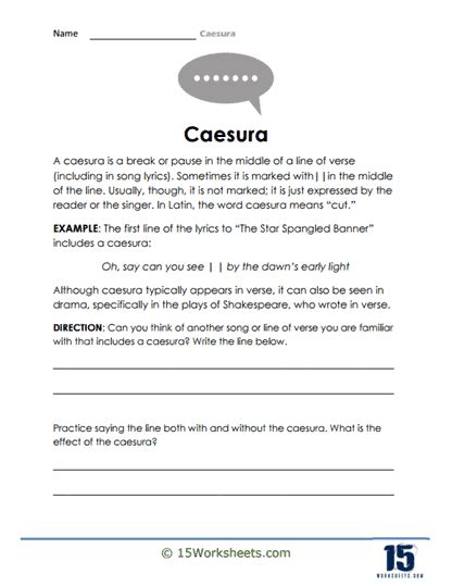 Caesura Worksheets - 15 Worksheets.com