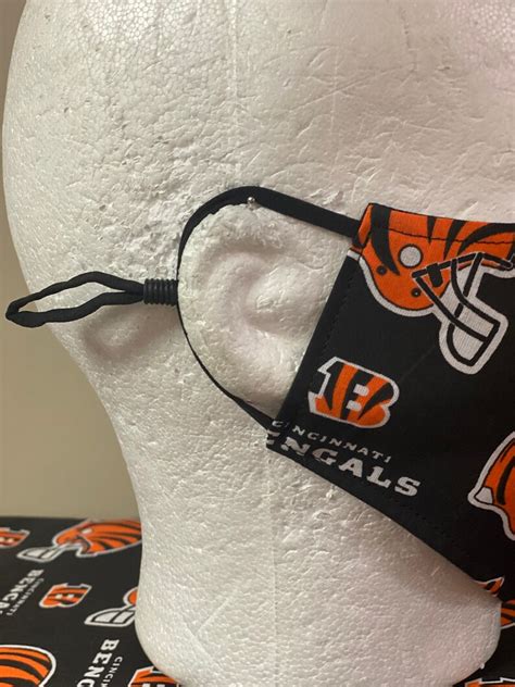 Cincinnati Bengals Face Mask With Nose Wire Elastic With | Etsy